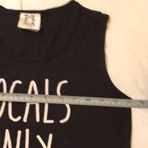 SLEEVELESS (people’s project) L A 14/16 teens shirt. SAYS  LOCALS ONLY on black - Picture 6 of 6
